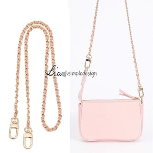 6mm Rosa Leder Hochwertige Geldbörse Kette, Kupfer und PU-Leder, Metall Schulter Handtasche Gurt, Taschengurt, Taschenzubehör, JD-223114