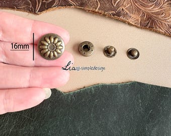 PACK of 3 Brass Daisy Rivets studs, Leather Studs, Leather Craft Decorative Rivet, M-22182