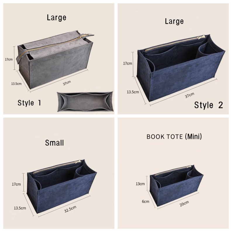 4 Size Purse Organizer Insert Fit Book Tote Bag Pouch 18 22 Handbag Shaper Premium Felt,Bag Shaper,Bag Liner, JD-222152 image 4