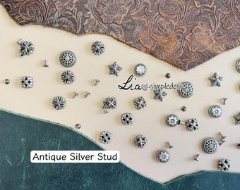 PACK of 30, Old Silver Stars Rivets studs, Pumpkin Rivet Leather Studs, Leather Craft Decorative Rivet, M-22376