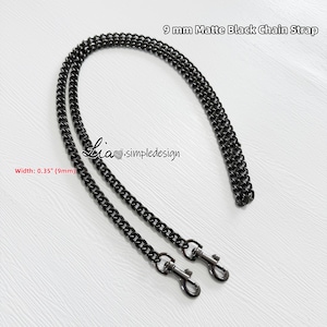 9 MM Matt Schwarz Hochwertige Geldbörse Kettenriemen, Legierung und Eisen, Metall Schulter Handtasche Riemen, Geldbörse Ersatzketten, Taschenzubehör, JD-22759
