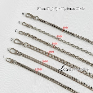 Silber Hochwertige Geldbörse Kette, Metall Schulter Handtasche Gurt, Ersatz Griff Ketten, Metall Crossbody Tasche Chian Gurt, JD-221110