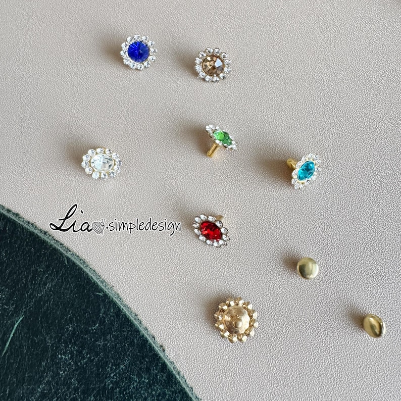 PACK of 20 Rhinestone Round Flower Rivets Studs, Leather Studs, Leather ...