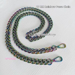 Cadena para bolso de mano de alta calidad de 17 mm de arcoíris, correa de metal para bolso de hombro, cadenas de repuesto para asas, correa de metal para bolso cruzado, JD-22873
