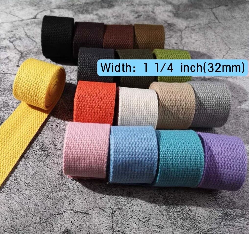  COTOWIN 1.25 Wide Thick Heavy Cotton Webbing，6 Yards (Natural  White, 1.25“)