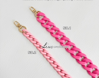 Rubber Pink Acrylic High Quality Purse Chain, Metal Shoulder Handbag Strap, Replacement Handle, Metal Crossbody Bag Chain Strap, LD-222480