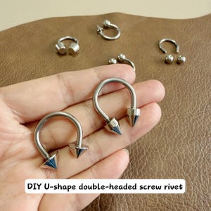 PACK of 2, Irregular U‑Shape Double‑Head Rivets – Metal Spikes & Screw Fasteners – Turn Your Gear into Street Style, M-22424