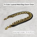 Stunning 50 cm Layered Chain Bag Charm - Tri-Color Metal Pendant to Elevate Your Purse, Tote & Backpack,JD-224139