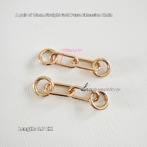 A pair of 15MM Straight Gold High Quality Purse Extension Chain, Metal Shoulder Extension Handbag Strap, Bag Strap,Bag Accessories,JD-223256