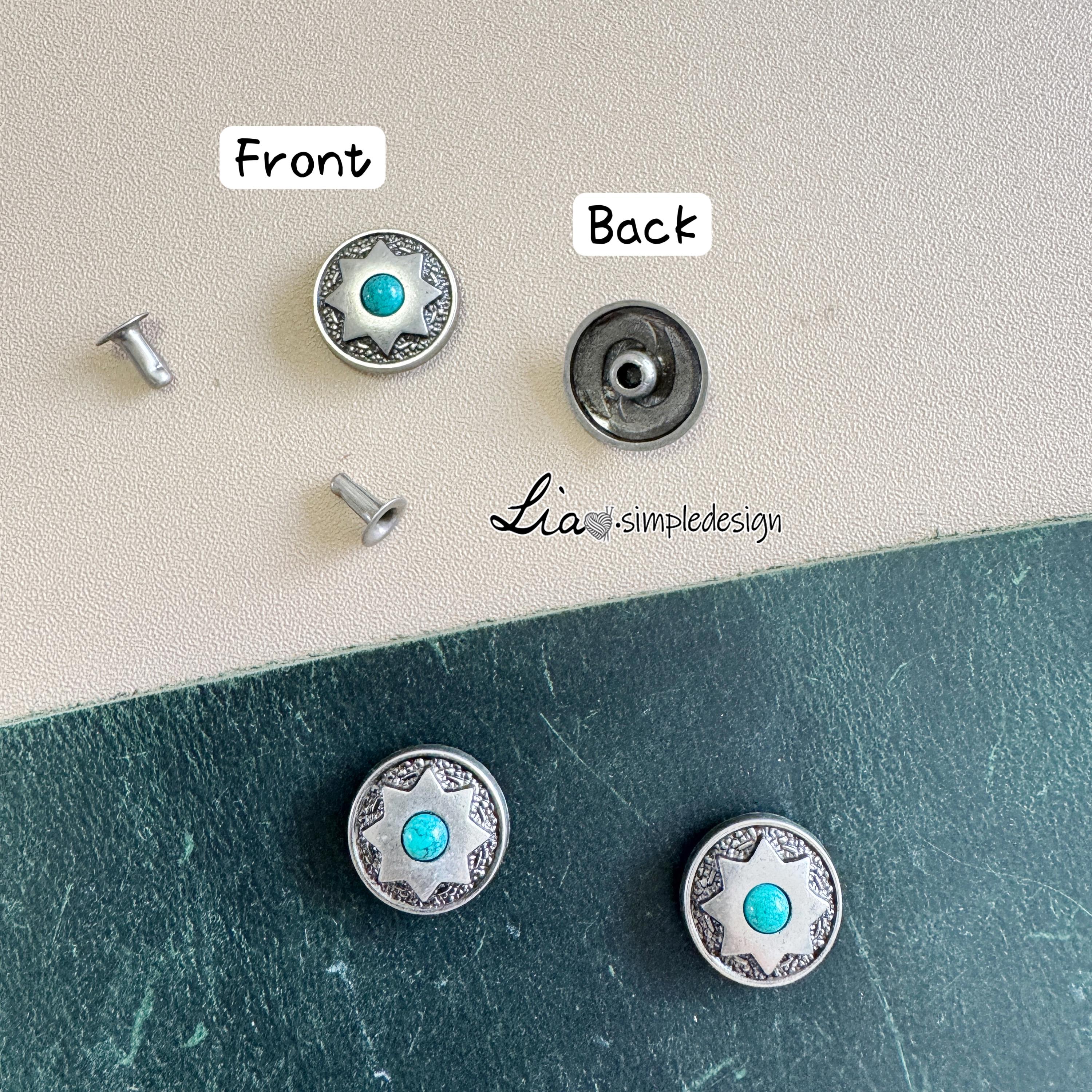 PACK of 20, Old Silver Turquoise Ethnic Pattern Rivets Studs, Ethnic ...