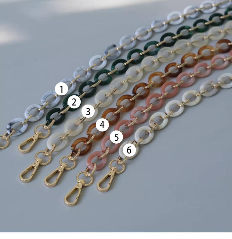 Corrente de acrílico de alta qualidade para bolsa, alça de metal para bolsa de ombro, corrente de reposição para alça, alça de corrente de metal para bolsa transversal, LD-223611 imagem 1
