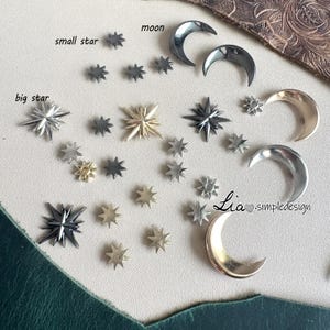 PACOTE de 5 rebites de estrelas de metal dourado, rebites de couro, rebites decorativos de couro, M-22082