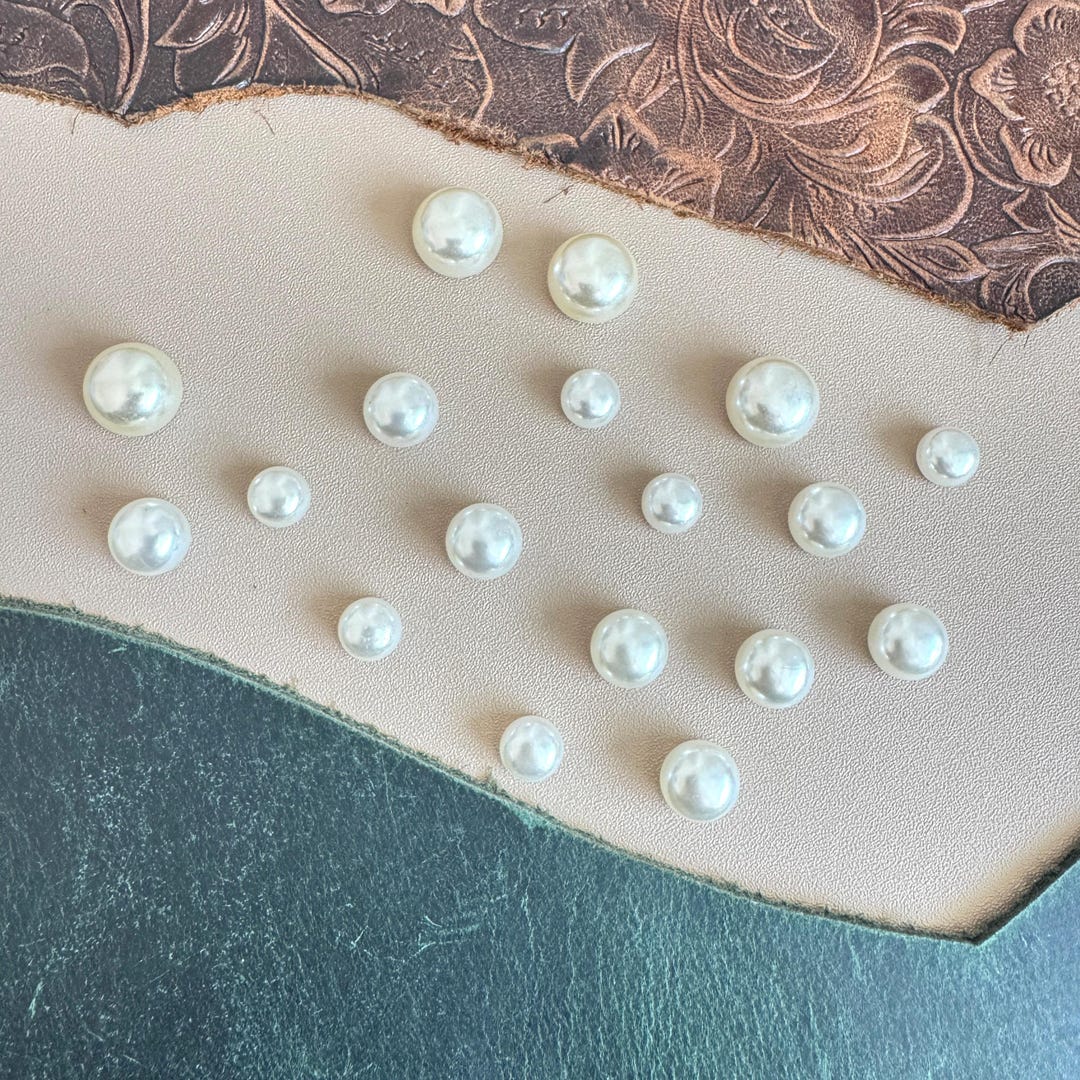 PACK of 20 Flat Acrylic Pearl Rivets Studs, Leather Studs, Leather ...