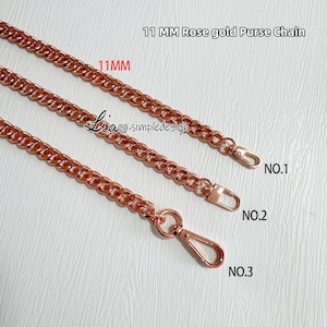 Cadena para bolso de mano de alta calidad en oro rosa de 11 mm, correa de metal para bolso de hombro, cadenas de repuesto para asas, correa de metal para bolso cruzado, JD-22869