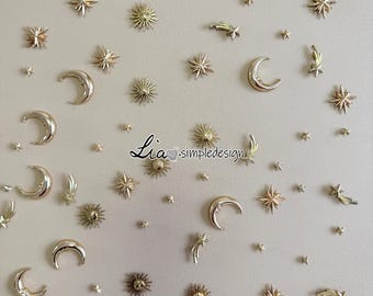 PACK of 5 Metal Gold stars Rivets studs, Leather Studs, Leather Craft Decorative Rivet, M-22402