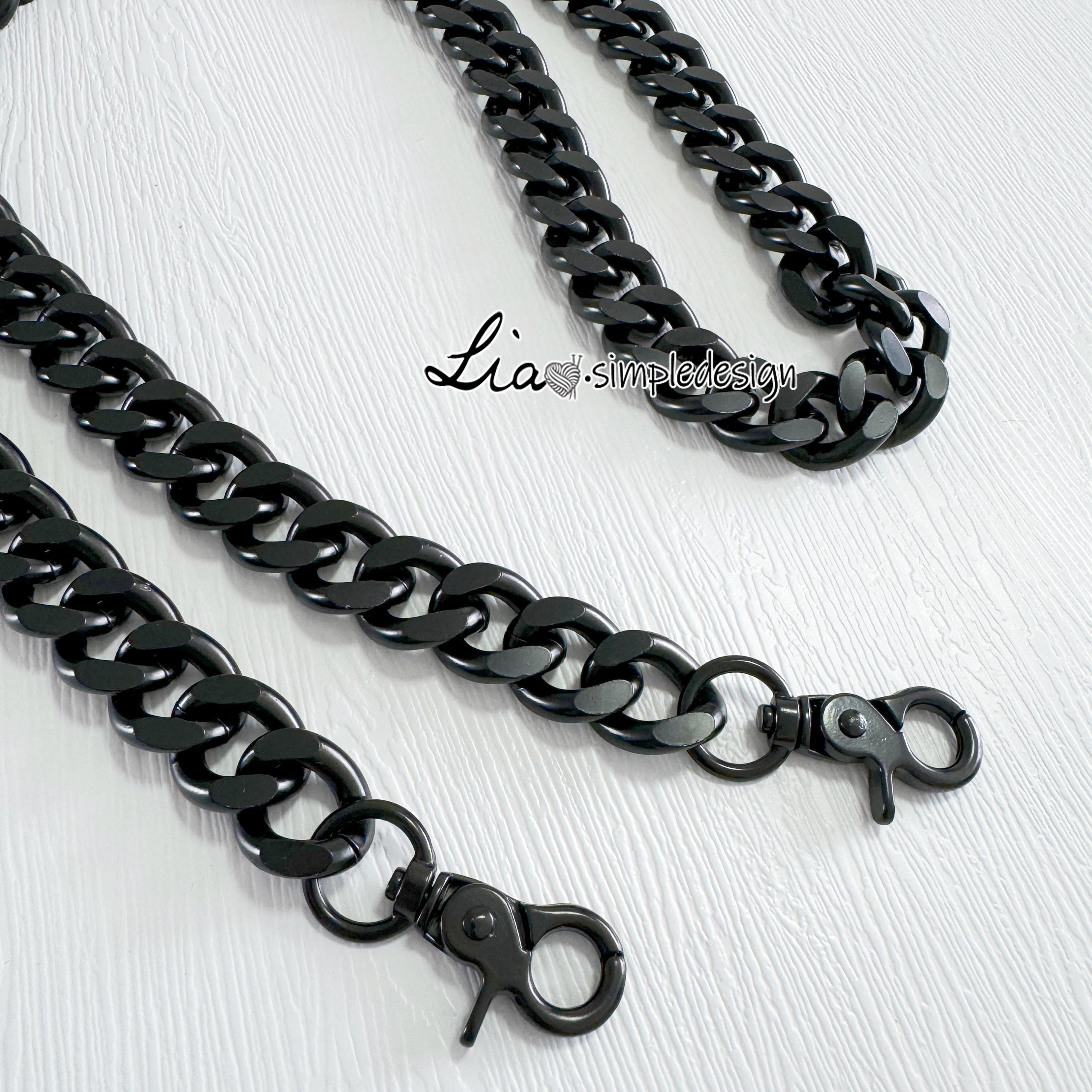 19mm Black High Quality Purse Chain Strap, Alloy and Iron, Metal
