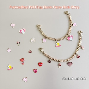 Gold Personalized charm bag chain,Bag Charm Chain,Bag chain Customizable Accessory for Handbag, Cute,Kawaii,Gift,Bag Accessories.JD-224060