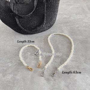 4 Size, Pearl High Quality Purse Chain, Alloy and Pearl, Metal Shoulder Handbag Strap, Bag Strap, Bag Accessories, JD-22072