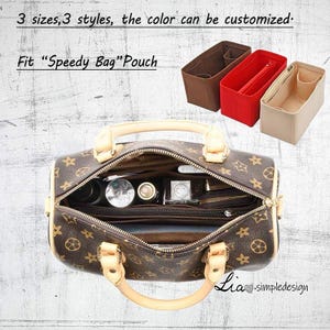 3 Size Purse Organizer Insert Fit &quot;Speedy Bag&quot; Pouch Handbag Shaper Premium Felt,Bag Shaper,Bag Liner, JD-221806