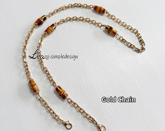 Natural Bamboo High Quality Purse Chain, Alloy and Bamboo, Metal Shoulder Handbag Strap,Bag strap, Bag Accessories, Detachable, JD-22943