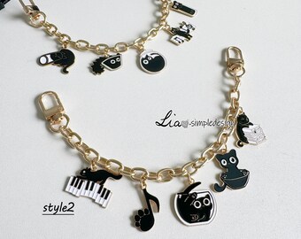 Black Cat Bag Charm High Quality Purse Chain,Purse Straps,Metal Shoulder Handbag Strap,Bag Strap,Bag Accessories.223875