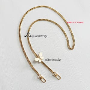 7MM, Gold High Quality Purse Chain, Metal Shoulder Handbag Strap, Replacement Handle Chain,Metal Crossbody Bag Chain Strap, JD-22251