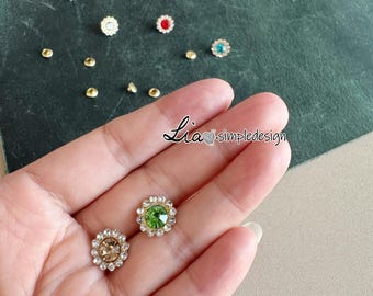 PACK of 20 Rhinestone Round Flower Rivets studs, Leather Studs, Leather Craft Decorative Rivet, M-22345