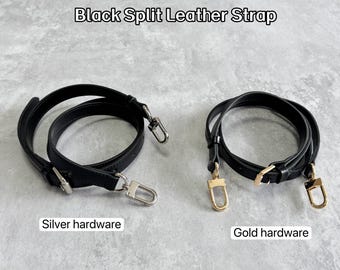 Tracolla per borsa in pelle pieno fiore nera, rivestimento in pelle liscia di alta qualità, tracolla in pelle per borsa a tracolla, manico di ricambio, A-53/JD-224027