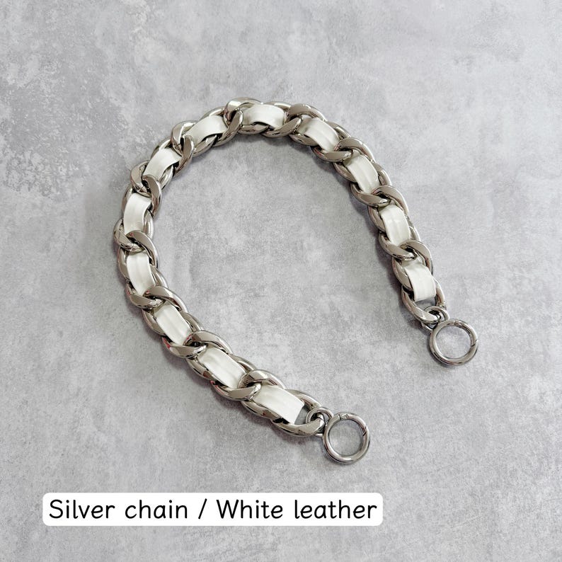 Chaîne de sac à main en cuir entièrement cuivré de haute qualité, vieil or 26 mm, bandoulière en métal pour sac à main, chaîne de remplacement de sac à main, accessoires de sac, JD2648 White