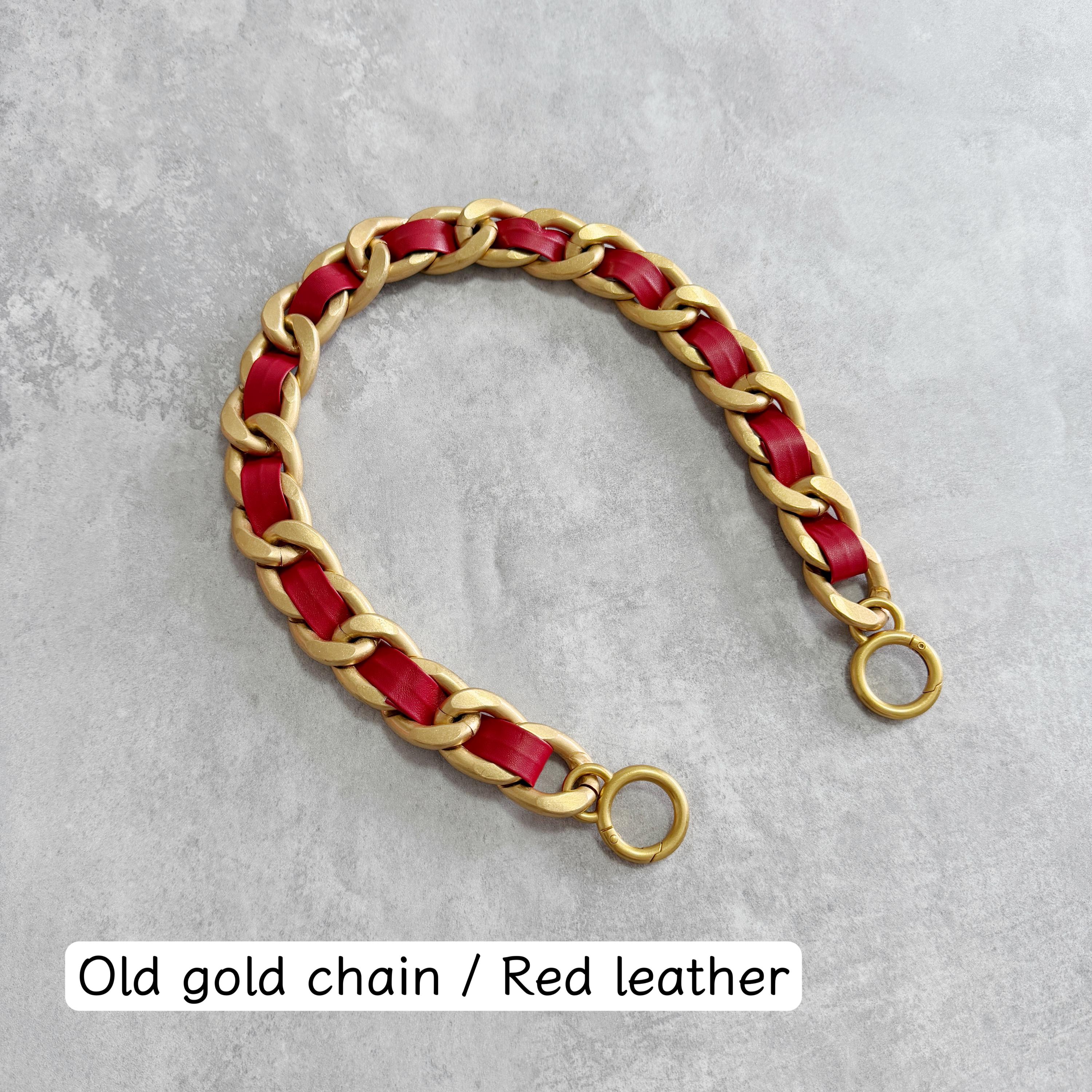 26mm Old Gold High Quality Full Copper Leather Purse Chain Strap