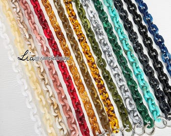 Corrente de acrílico de alta qualidade para bolsa, alça de metal para bolsa de ombro, corrente de reposição para alça, alça de corrente de metal para bolsa transversal, LD-221126