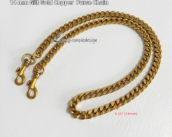 Cadena de cobre dorado de 14 mm de alta calidad para bolso, correa de metal para bolso de hombro, accesorio para bolso, desmontable, JD-221148