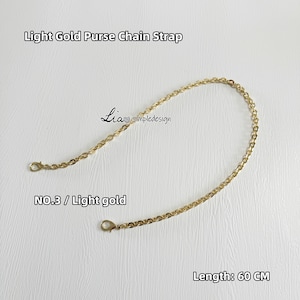 Light Gold High Quality Purse Chain Strap, Alloy and Iron, Metal Shoulder Handbag Strap, Purse Replacement Chains, Bag Accessories,JD-222363