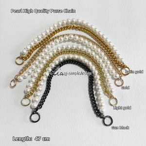 Cadena de perlas de alta calidad para bolso, aleación y perlas, correa de metal para bolso de hombro, correa para bolso, accesorios para bolso, desmontable, JD-222909
