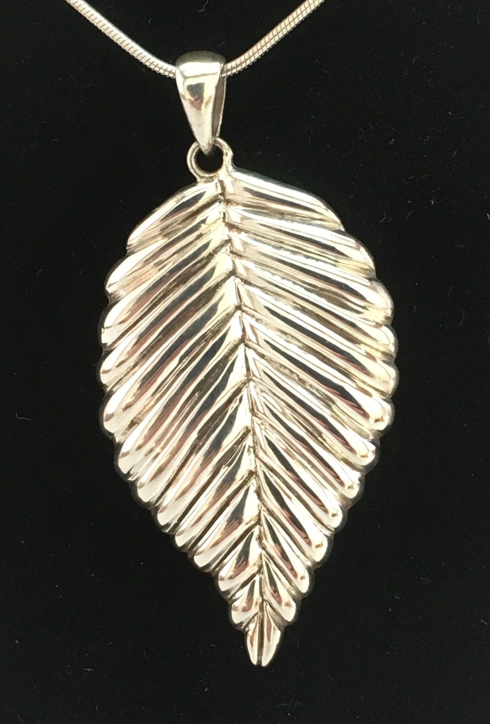 Vintage Sterling Silver Leaf Pendant and Chain. Marked 925. Etsy