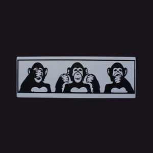 Monkeys See No Evil Hear No Evil Speak No Evil Sign, Hand Painted Monkey Signs, Detailed Ape No Evils Wall Hanging, Keep Bad Things Away