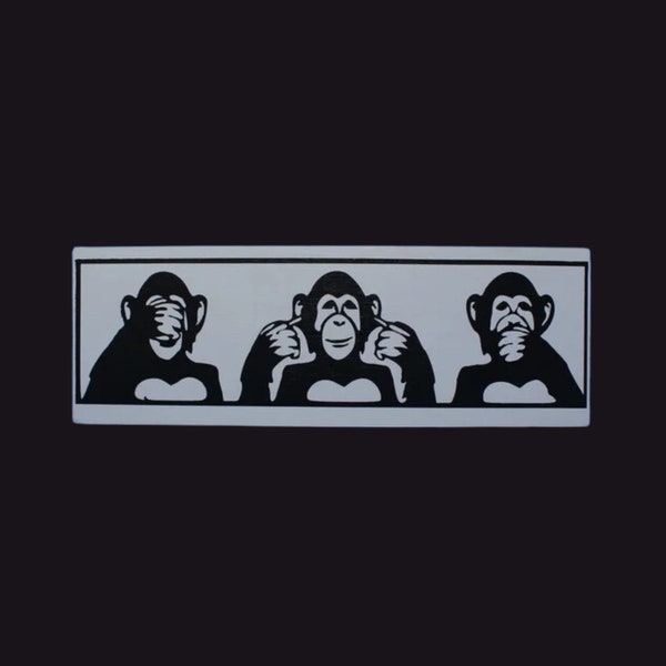 Hear No Evil Speak No Evil See No Evil Monkey Wall Art Etsy