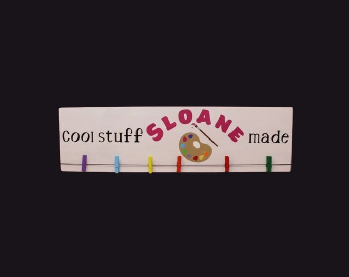 Personalized Cool Stuff Kids Made Sign - Custom Kid Art Display - Kid's Room Decor - Children's Arts Holder - Wood Sign Kids Gifts