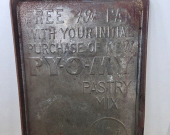 Vintage PY-O-MY Pastry Mix Free 49 Cent Sheet Pan with Purchase Give a Way