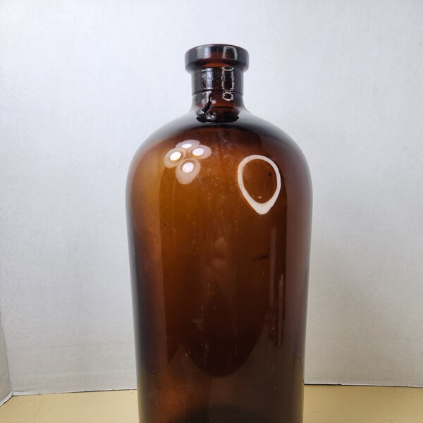 Vintage Large Amber-Brown Medical-Chemical-Apothecary Bottle (Fairmount Glass)