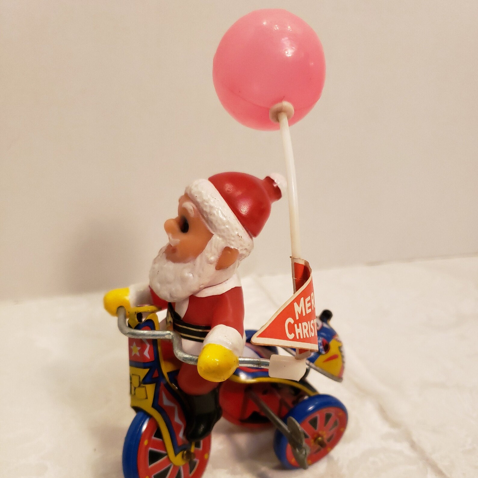 Vintage Wind Up Santa on Tricycle W/Balloon it works | Etsy