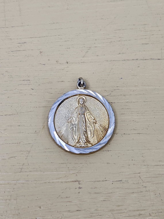 Vintage Miraculous Mary Sterling Silver Medal Pendant… - Gem