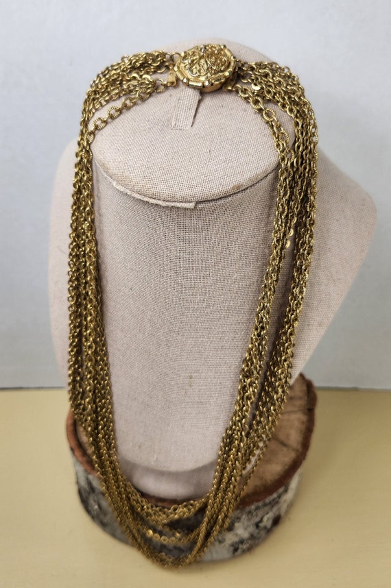 Corocraft Gold Tone  Multi-Chain Necklace - image 3