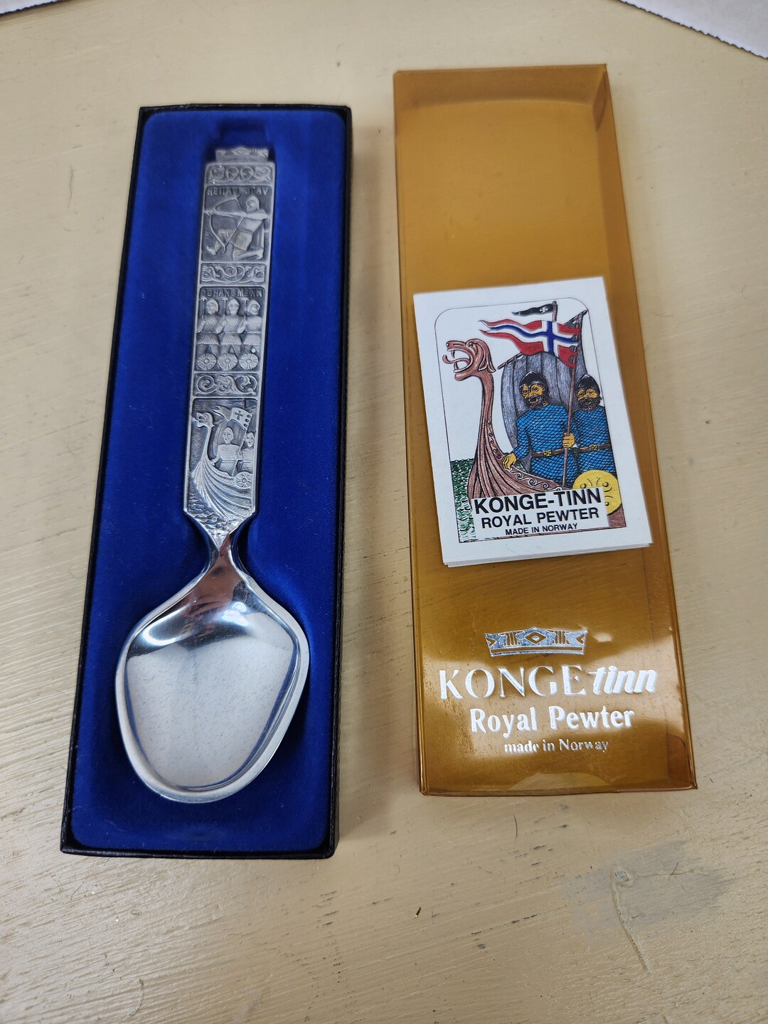 KONGE PEWTER ノルウェー　ヴァイキング　スプーン3本セット　箱入り KONGE PEWTER ノルウェー ヴァイキング スプーン3本セット