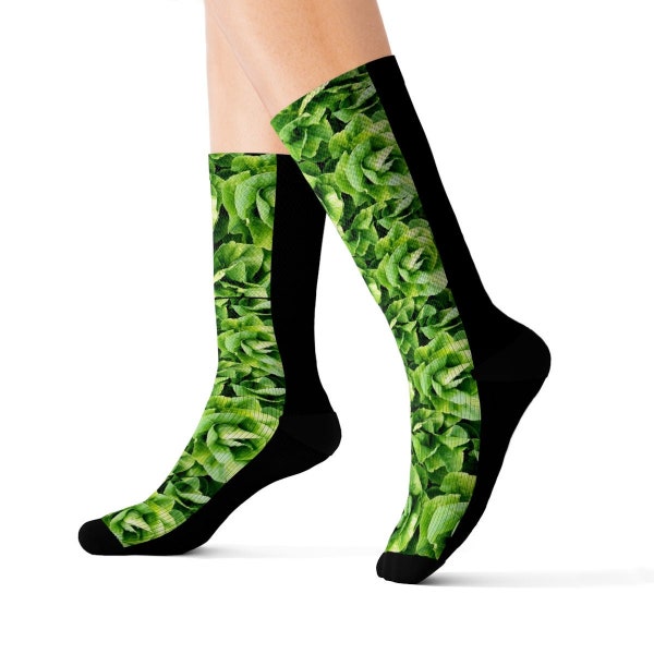 Lettuce Veggie Novelty Fun Crew Ribbed Socks, Women Men Salad Lovers Unisex