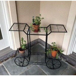 6 Tier Garden Wheeled Cart Plant Stand  - Plant Holder for Indoor and Outdoor Plant Display and Decor Wrought lron