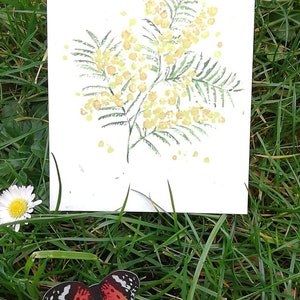 Carte à planter "Mimosas " à l'aquarelle, cadeaux printemps, carte amitié , carte pâques, édition limitée