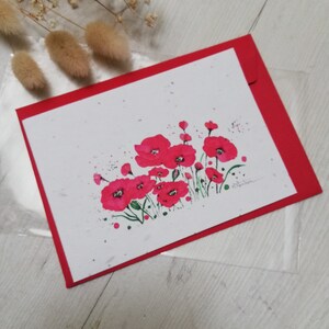 Carte à planter "coquelicots à l'aquarelle", option de personnalisation sur demande