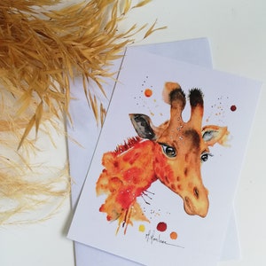 Carte "Girafe"aquarelle, bioparc