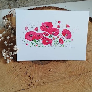 Aquarellkarte „Mohnblumen“.